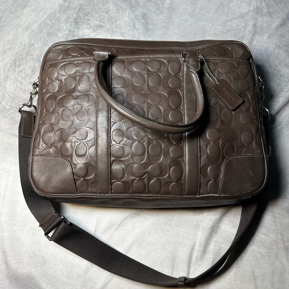 Coach Business Brown Leather Laptop Bag - Picture 6 of 11